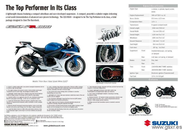 Catalogo Suzuki GSX-R600 2012
